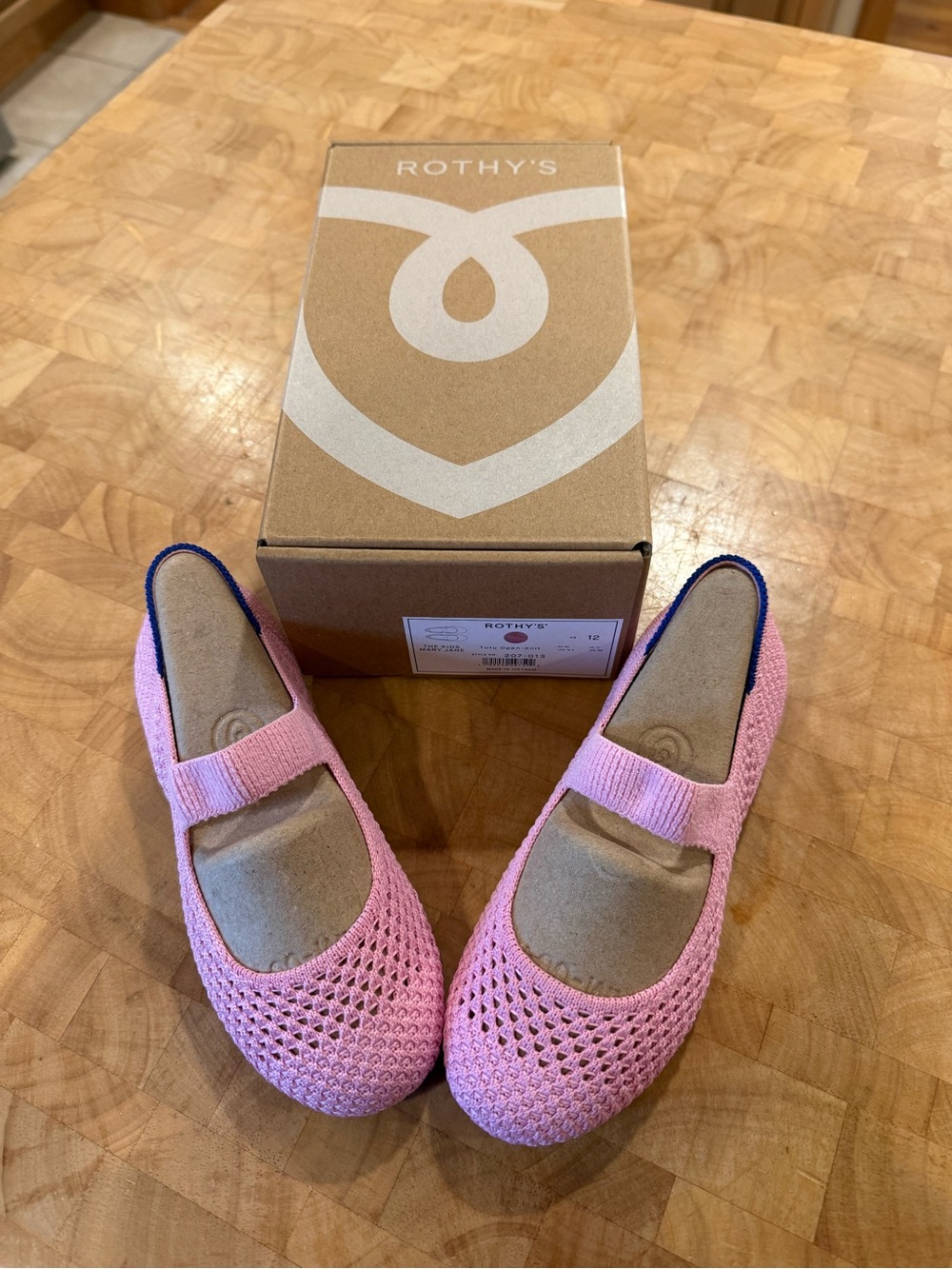 Rothy's Pink Knit Mary Jane Flats for Kids